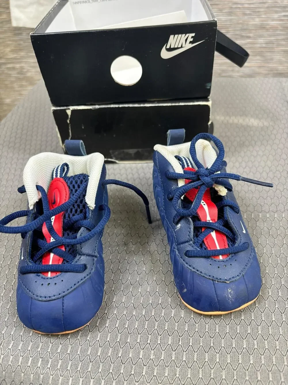 Nike Lil' Posite Pro Shoes Toddler Size 4C Blue Red Lace Up 643145-405 Sneakers